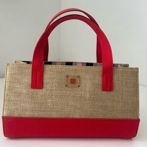DKNY Ciry Red and Tan Woven Small Bag